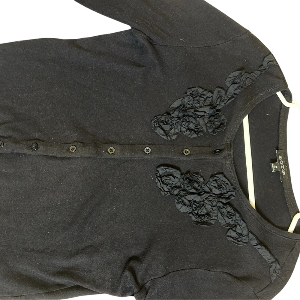 NOTATIONS , Black Women’s Size Medium front button down cotton shirt - Picture 3 of 5